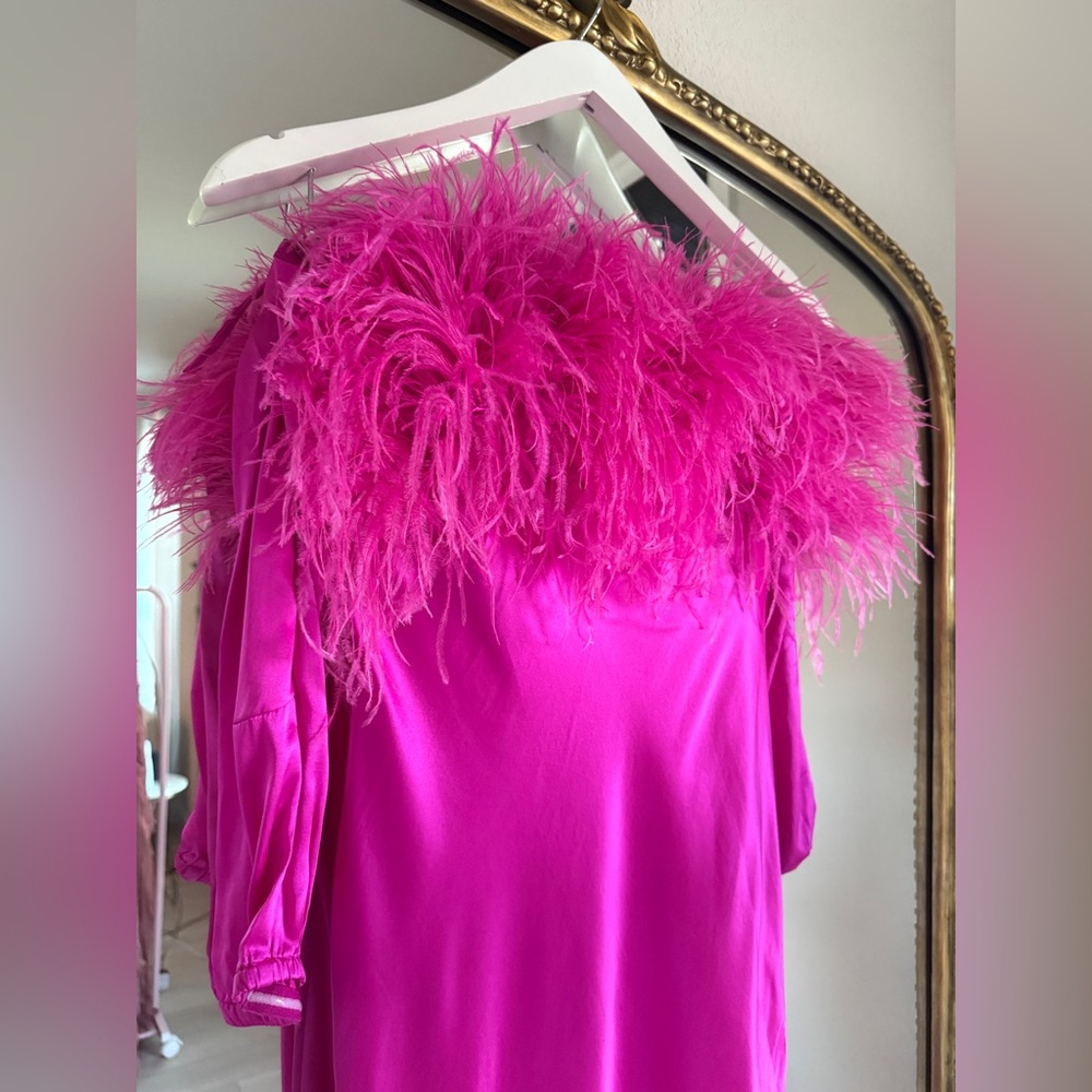 Cult Gaia Terra Feather Gown in Pink Anemone - Picture 8 of 12